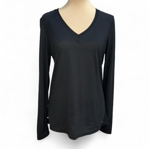 Danskin Black Long Sleeve V‑Neck Semi‑Fitted Top (M) - Picture 1 of 4